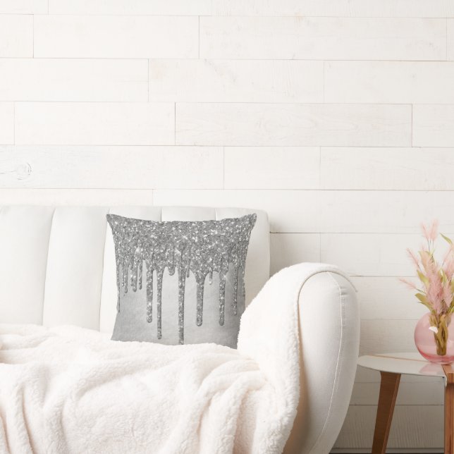 Drilling Silvery Glitzer | Platinum Imitats Metall Kissen (Liege)