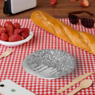 Drilling Silvery Glitzer   Platinum Imitats Metall Pappteller