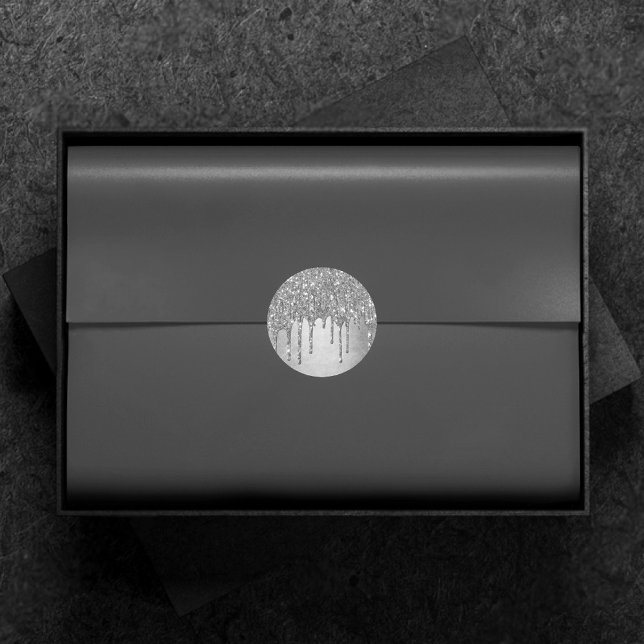 Drilling Silvery Glitzer | Platinum Imitats Metall Runder Aufkleber (Von Creator hochgeladen)