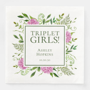Drillingsschwestern Rosa Hortensien Mädchen Baby S Serviette