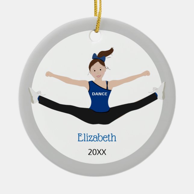 Drillteam-Brown-Haar blau und schwarz Keramik Ornament (Vorne)