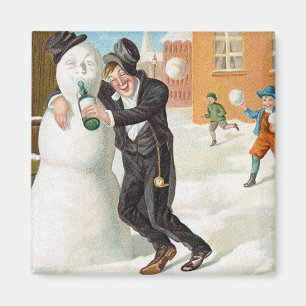 Dringende Snowman Vintag Magnet