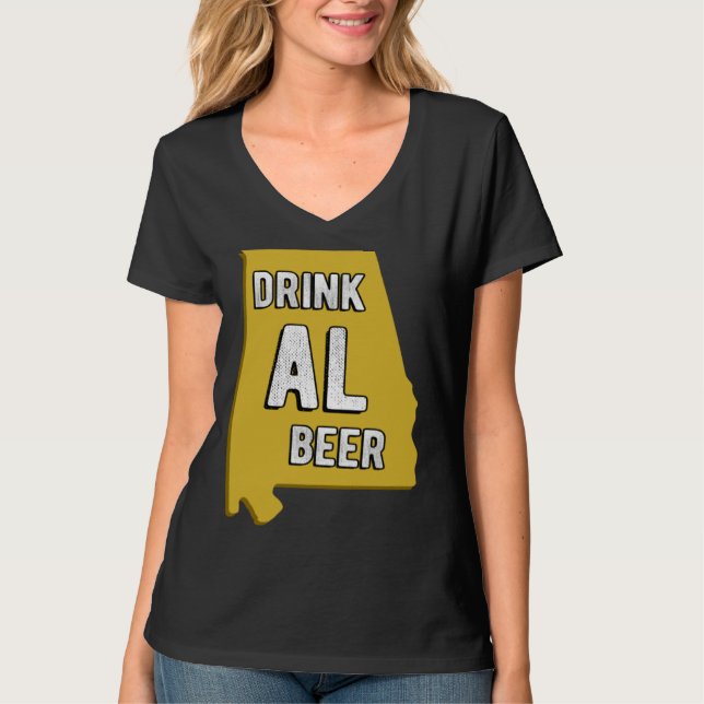 Drink AL Beer State Of Alabama Beer Birmingham Hun T-Shirt (Vorderseite)