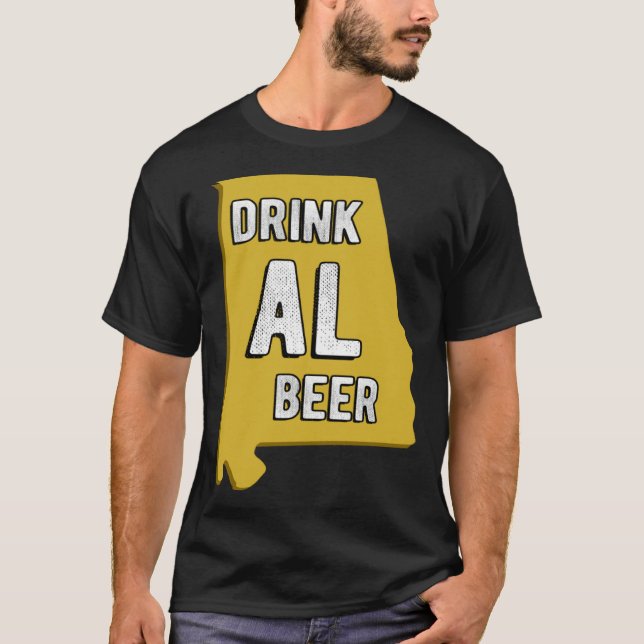 Drink AL Beer State Of Alabama Beer Birmingham Hun T-Shirt (Vorderseite)