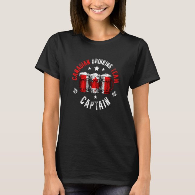 Drink Beer Can Canada Flag Drink kanadisches Team T-Shirt (Vorderseite)