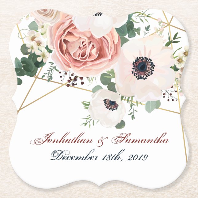 Drink Coasters Geometric Garden Rose Anemone Rusti Untersetzer (Vorderseite)