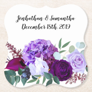 Drink Coasters Lavendel Hibiskus auf Weiß Untersetzer