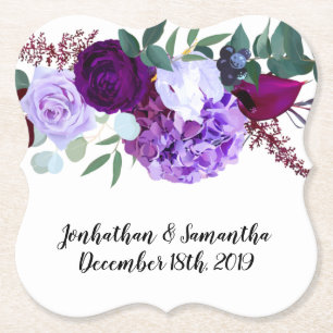 Drink Coasters Lavendel Hibiskus auf Weiß Untersetzer