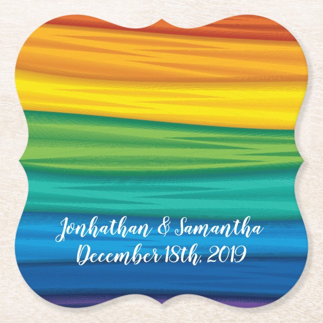 Drink Coasters lgbtq Regenbogenflagge Lesbian Gay  Untersetzer (Vorderseite)