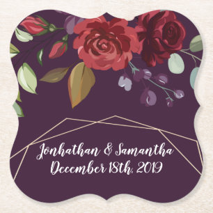 Drink Coasters Plum Lila Rose Gold Geometric Fl Untersetzer