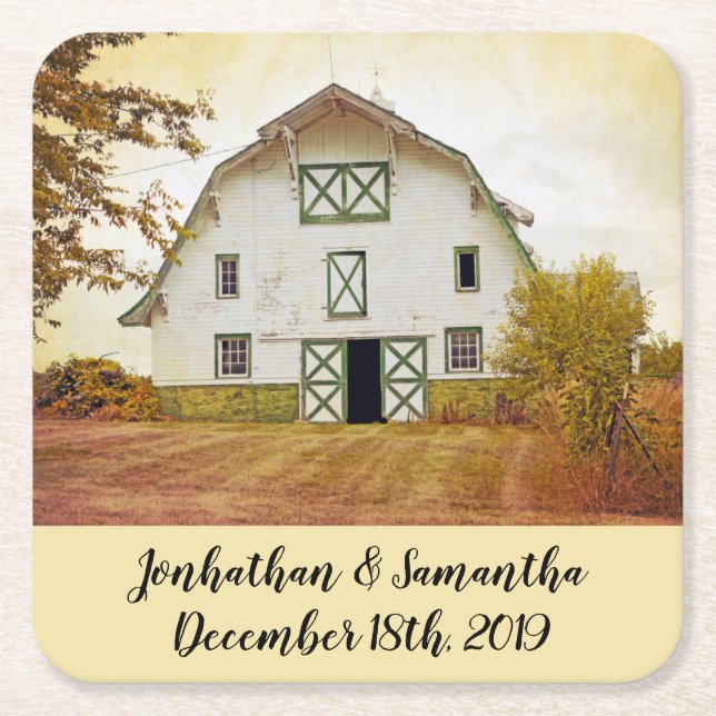 Drink Coasters Sunset Barn Country Rustic Field Ha Rechteckiger Pappuntersetzer (Vorderseite)