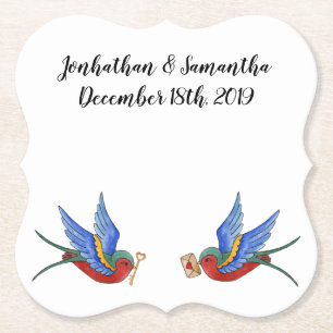 Drink Coasters Traditioneller Bird Tattoo Sparrow  Untersetzer