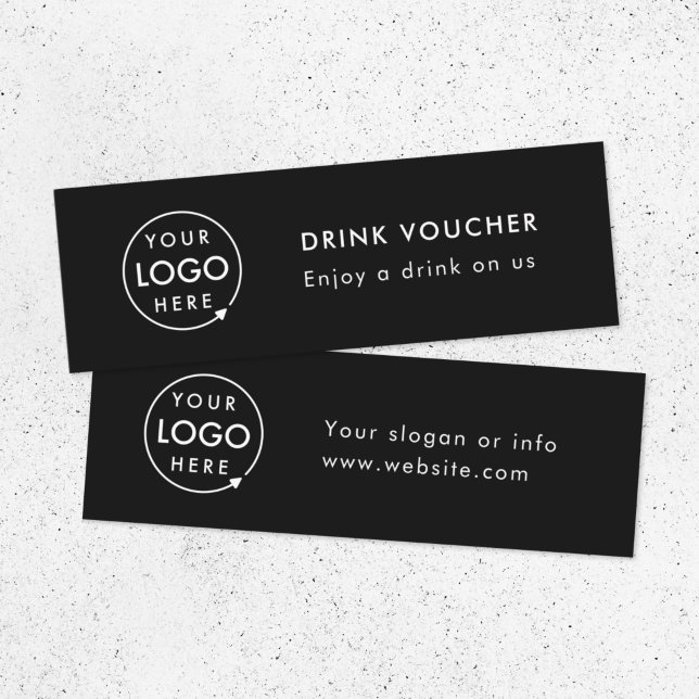 Drink-Gutschein | Black Event Logo Card Mini Visitenkarte (Von Creator hochgeladen)