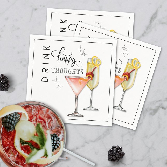 Drink Happy Thoughts Cocktail Napkins Serviette (Von Creator hochgeladen)