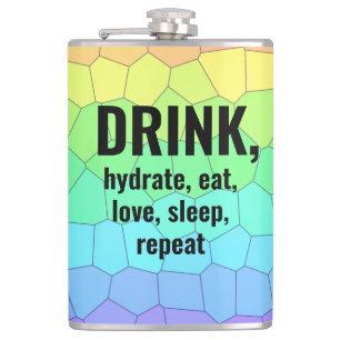 DRINK, Hydrat, Essen, Liebe, Schlaf, Wiederholungs Flachmann