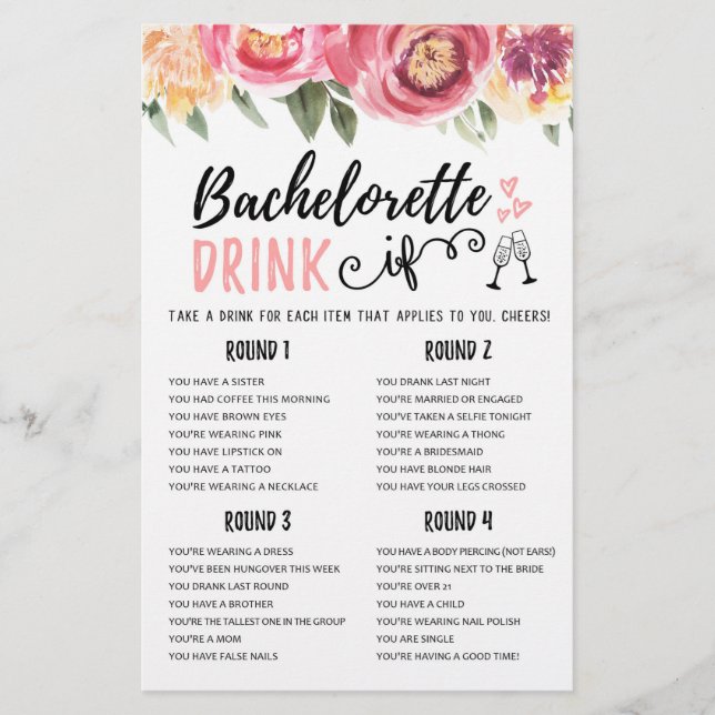 DRINK IF Bachelorette oder Hen Party (Vorderseite)