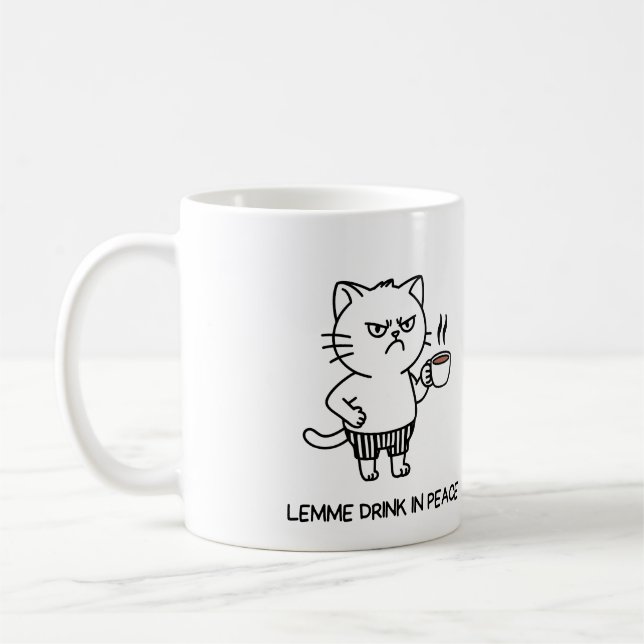 Drink in Peace Introvert Coffee Grumpy Cat Tasse (Links)