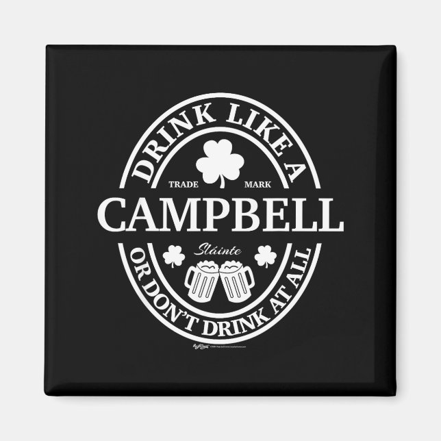 Drink Like A Campbell Shamrock St Patricks Day  Magnet (Vorne)