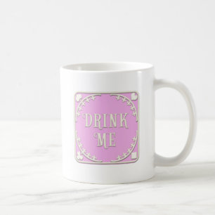 "Drink Me" Abenteuer im Wunderland Rosa Emblem Kaffeetasse