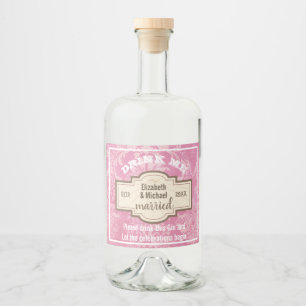 DRINK ME Pink Gin Celebrations Wedding Flasche Ges Alkoholflaschenetikett