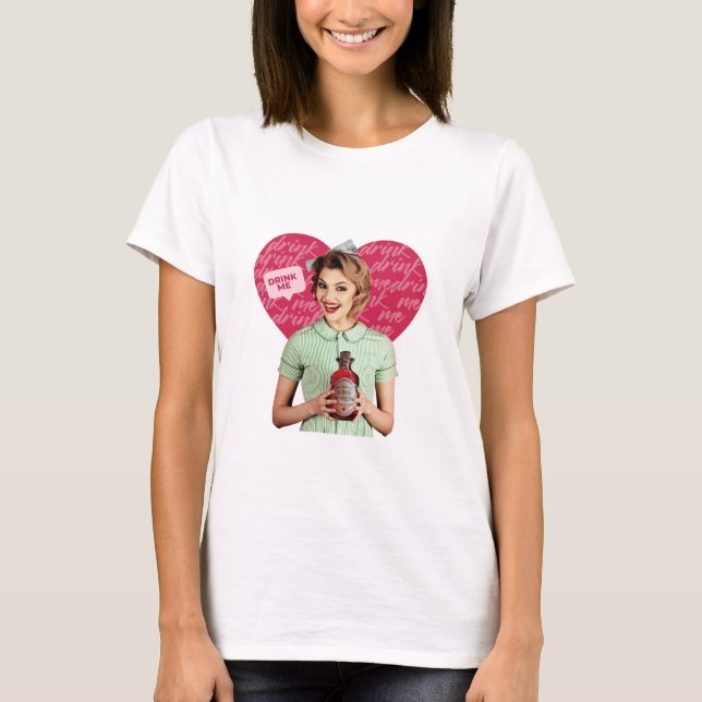 Drink Me Vintag Pinup Alice T-Shirt (Vorderseite)