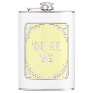 "Drink Me" Whimsical Viktorianisch Filigree Yellow Flachmann