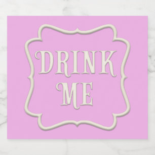 "Drink Me" Wunderland Tee Party Fanciful Pink Alkoholflaschenetikett