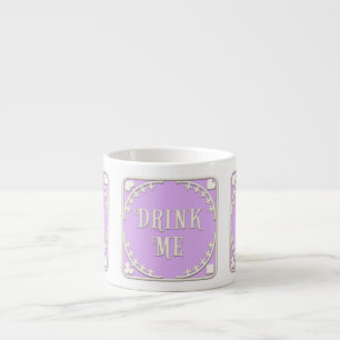 "Drink Me" Wunderland Tee Party Lila Emblem Espressotasse