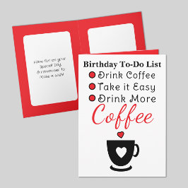 Drink more coffee white red birthday karte