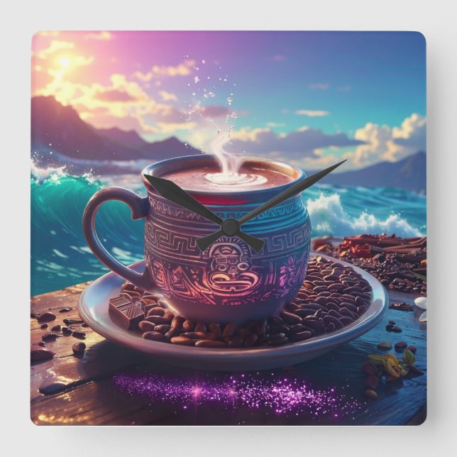 DRINK OF THE GODS - COCOA QUADRATISCHE WANDUHR (Vorderseite)