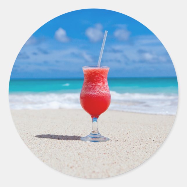 Drink On Beach Aufkleber (Vorderseite)