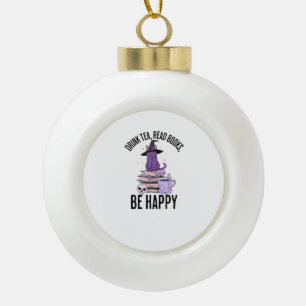Drink Read Books Whimsigoth Halloween Design Keramik Kugel-Ornament