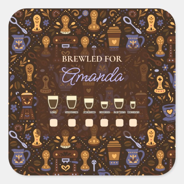 Drink selector cup sticker — folk coffee badge (Vorderseite)
