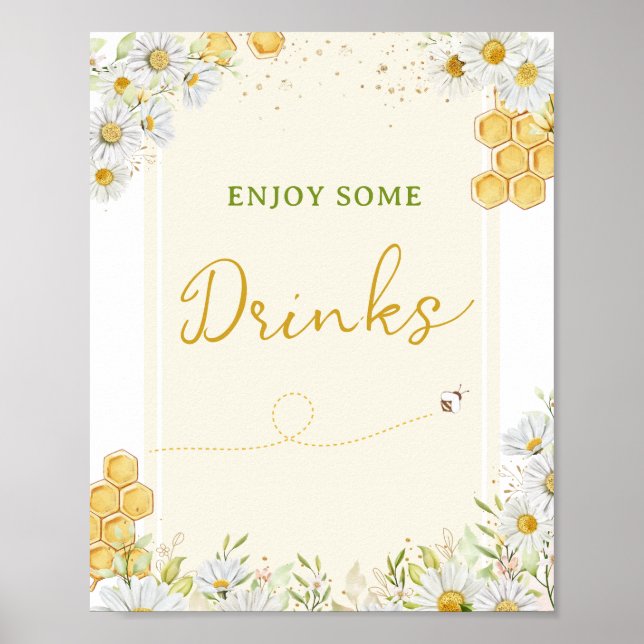 Drink Table Bumblebee Party Baby Bridal Bee Shower Poster (Vorne)