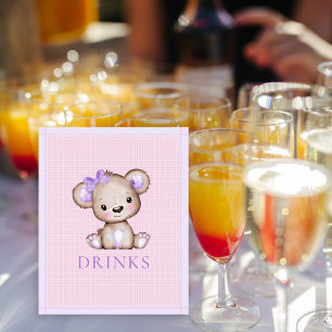 Drink Table Niedlich Girl Lila Bear Baby Dusche Poster