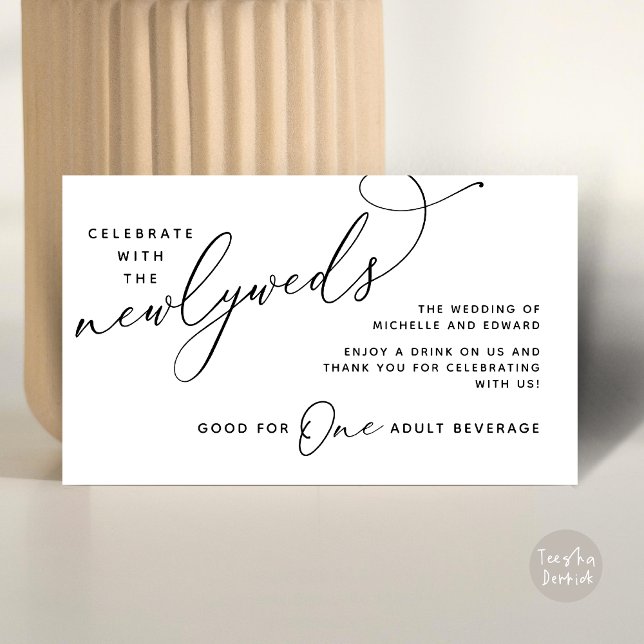 Drink Ticket Erwachsene Getränke glücklich immer n Begleitkarte (Drink Ticket One Adult Beverage Romantic Wedding Newlyweds Dinner Party Black White)