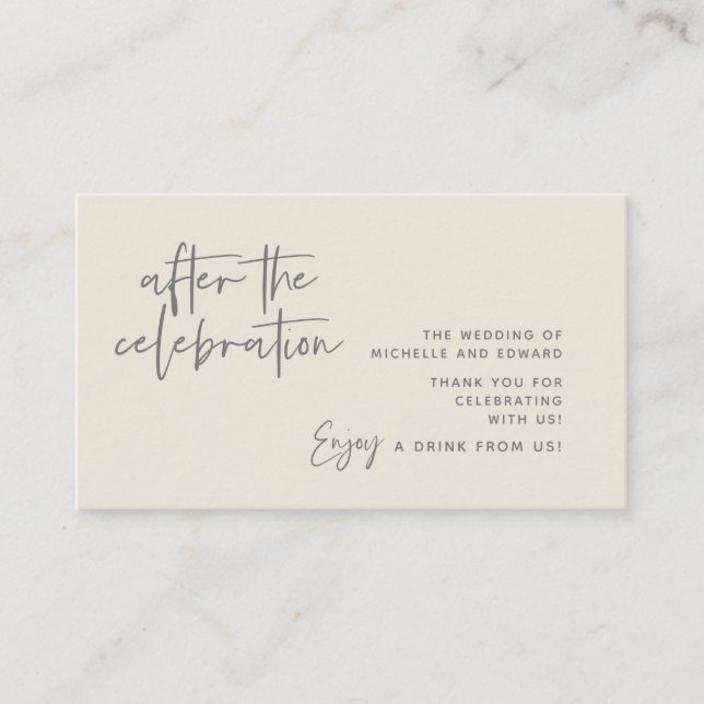 Drink Ticket, Erwachsenengetränk Nach der Feier Begleitkarte (Vorderseite)