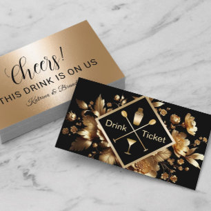 Drink Ticket Modern Gold Floral Free Drink Gutsche