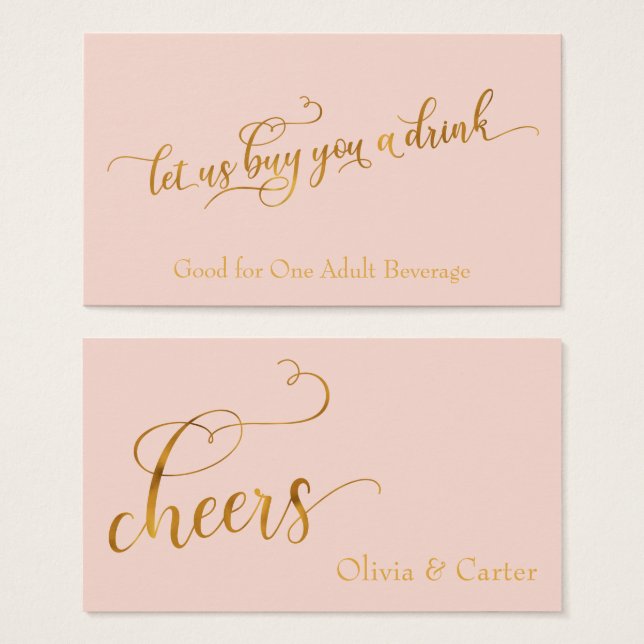 Drink Tickets, elegantes Imitat-Gold-Script in Blu (Vorne & Hinten)