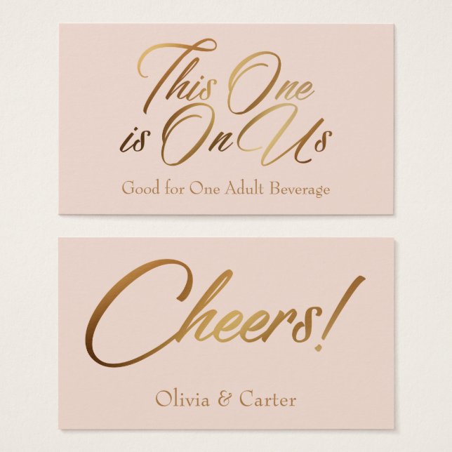 Drink Tickets, kühl, elegantes Gold-Script auf Blu (Vorne & Hinten)