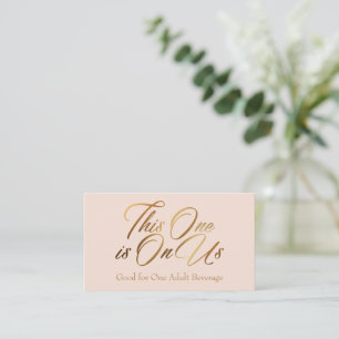Drink Tickets, kühl, elegantes Gold-Script auf Blu Begleitkarte