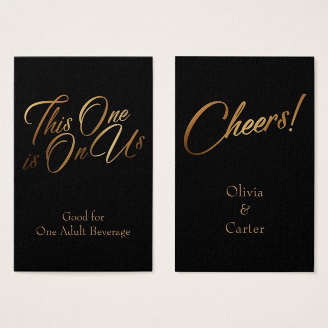Drink Tickets, schlank, elegantes Gold-Script auf  (Vorne & Hinten)