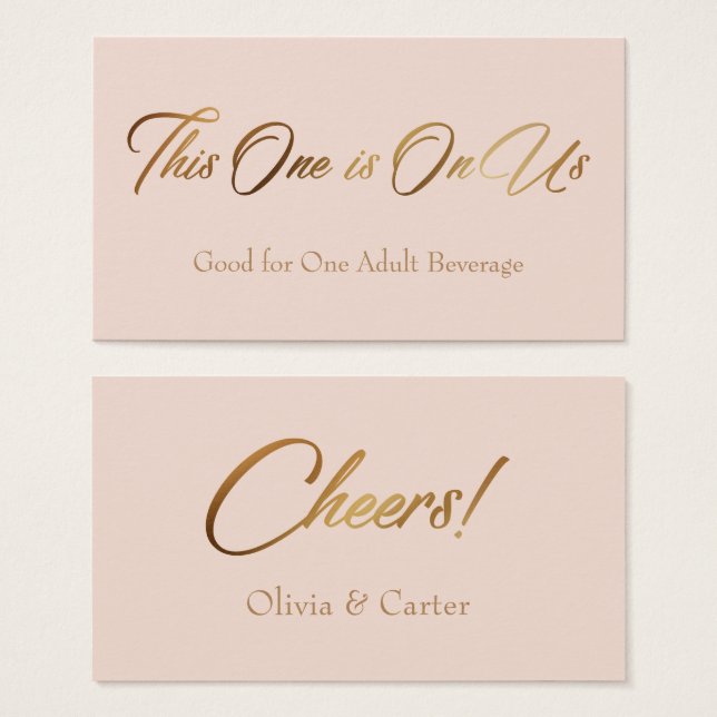 Drink Tickets, schlank, elegantes Gold-Script auf  (Vorne & Hinten)