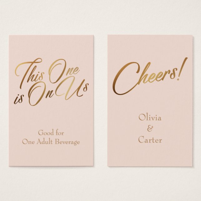 Drink Tickets, schlank, elegantes Gold-Script auf  (Vorne & Hinten)