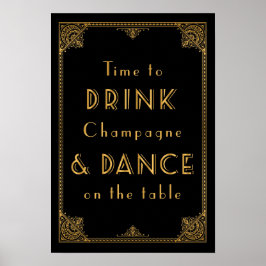 DRINK und DANCE Gatsby inspiriertes Hochzeitszeich Poster