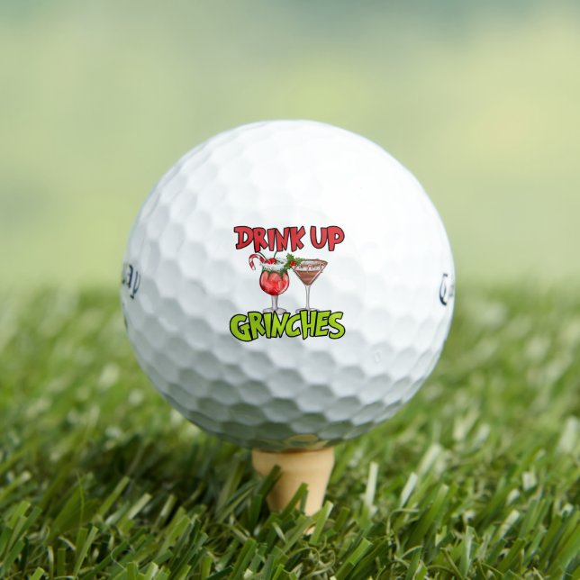 Drink Up Grinches - Christmas Golf Humor Golfball (Insitu T-Shirt)