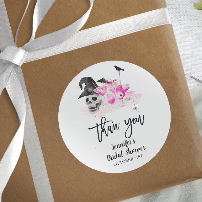 Drink Up Whitches Pink Halloween Brautparty Runder Aufkleber (Von Creator hochgeladen)