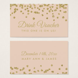 Drink Voucher Gold Imitate Glitzer Confetti Blush