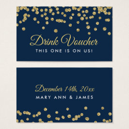 Drink Voucher Gold Imitate Glitzer Confetti Navy B
