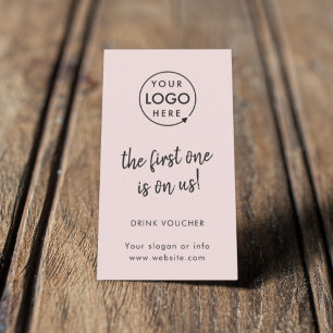 Drink Voucher Pink Logo   Party Event Card Visitenkarte